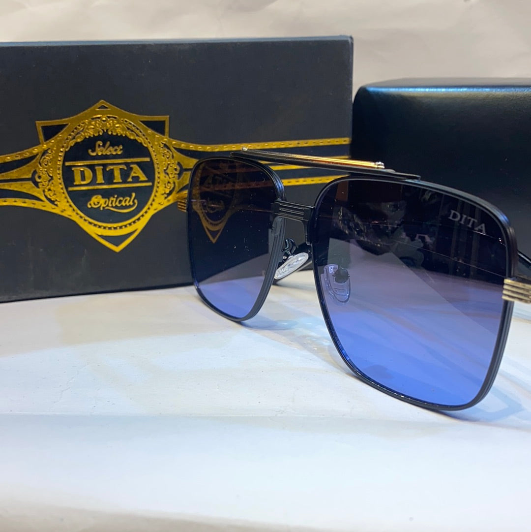 TID Black Gold Frame Black Shade Unisex Branded Sunglasses Italy