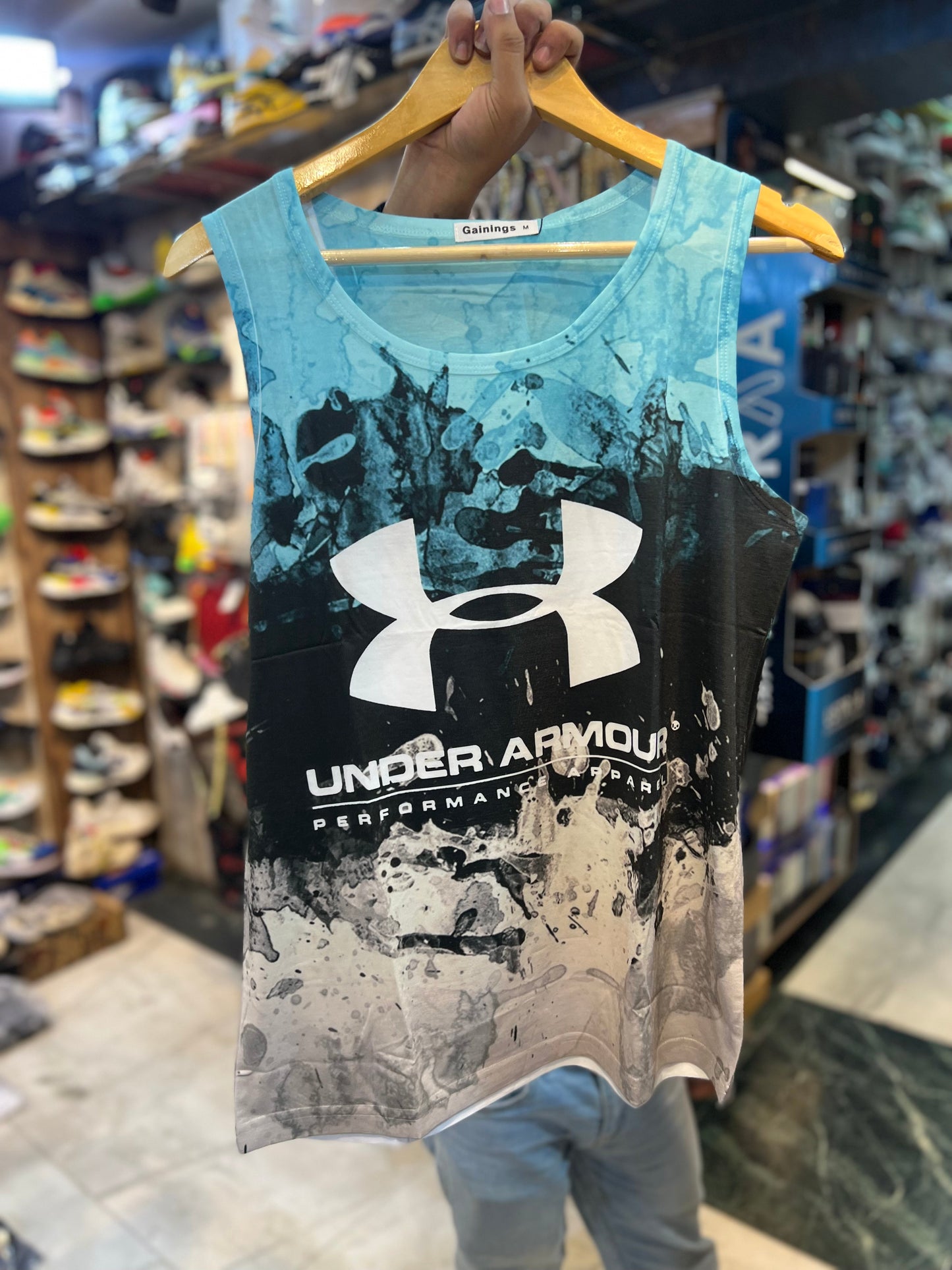 Gainings Sky Blue UA Sando Tank Sando Vest Gym Wear 110353