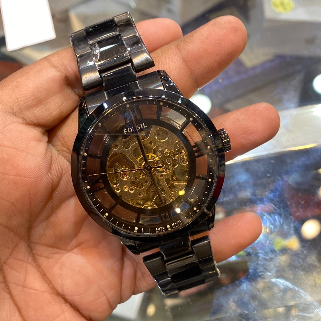 Black Chain Transparent Machinery Dial Men’s Watch