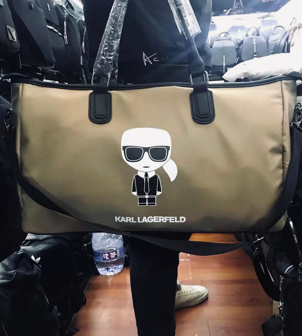 KAR RAK Khaki Colour White Logo Print Premium Duffle Bags for Unisex 9391