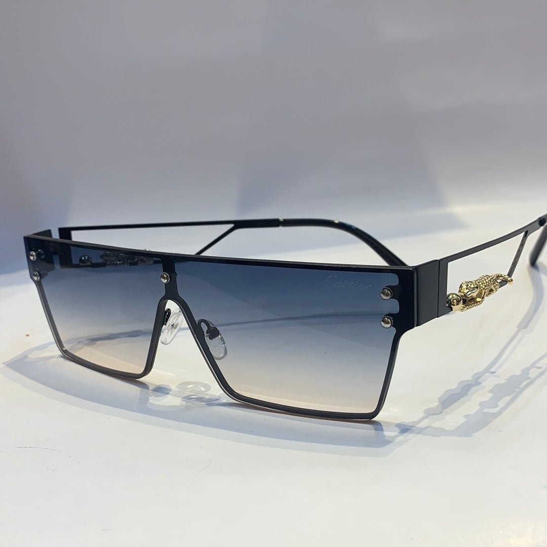 Car rac glossy gold black Frame blue Shade Unisex Sunglass