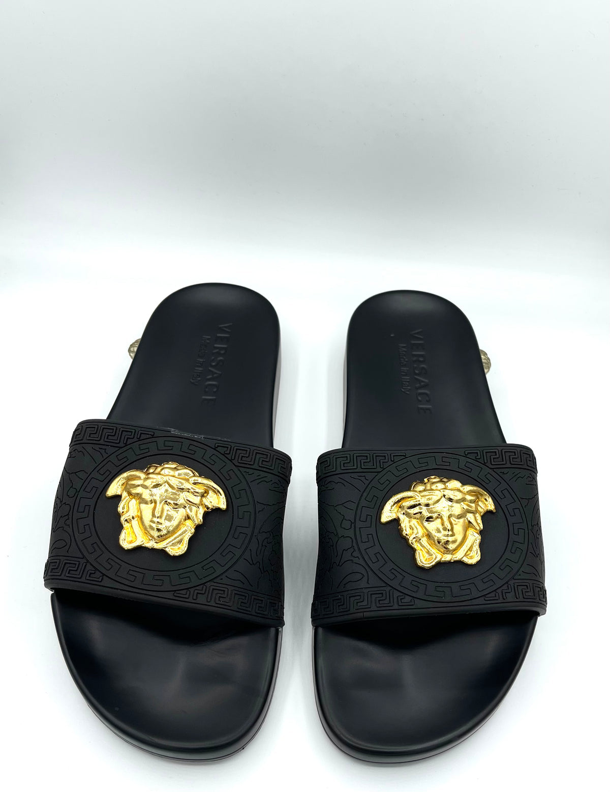 Black Gold Buckle Rev Slippers 280647