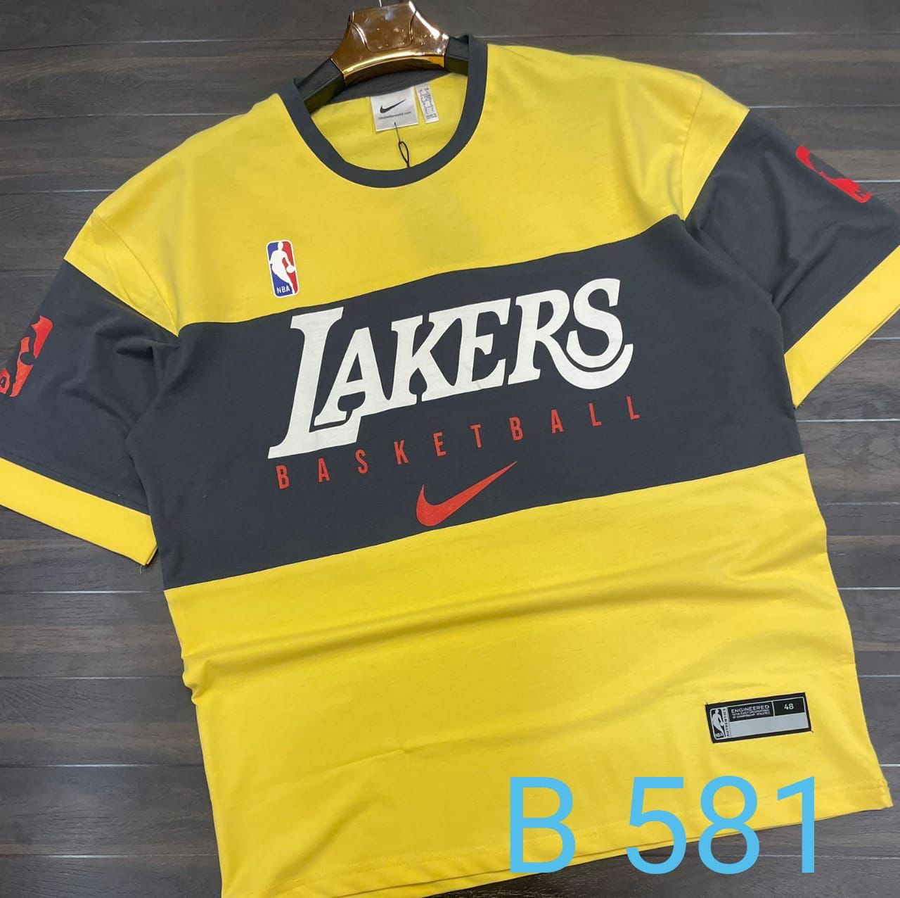 White Olive Green Colour Lakers Printed Drop-Shoulder T-Shirt