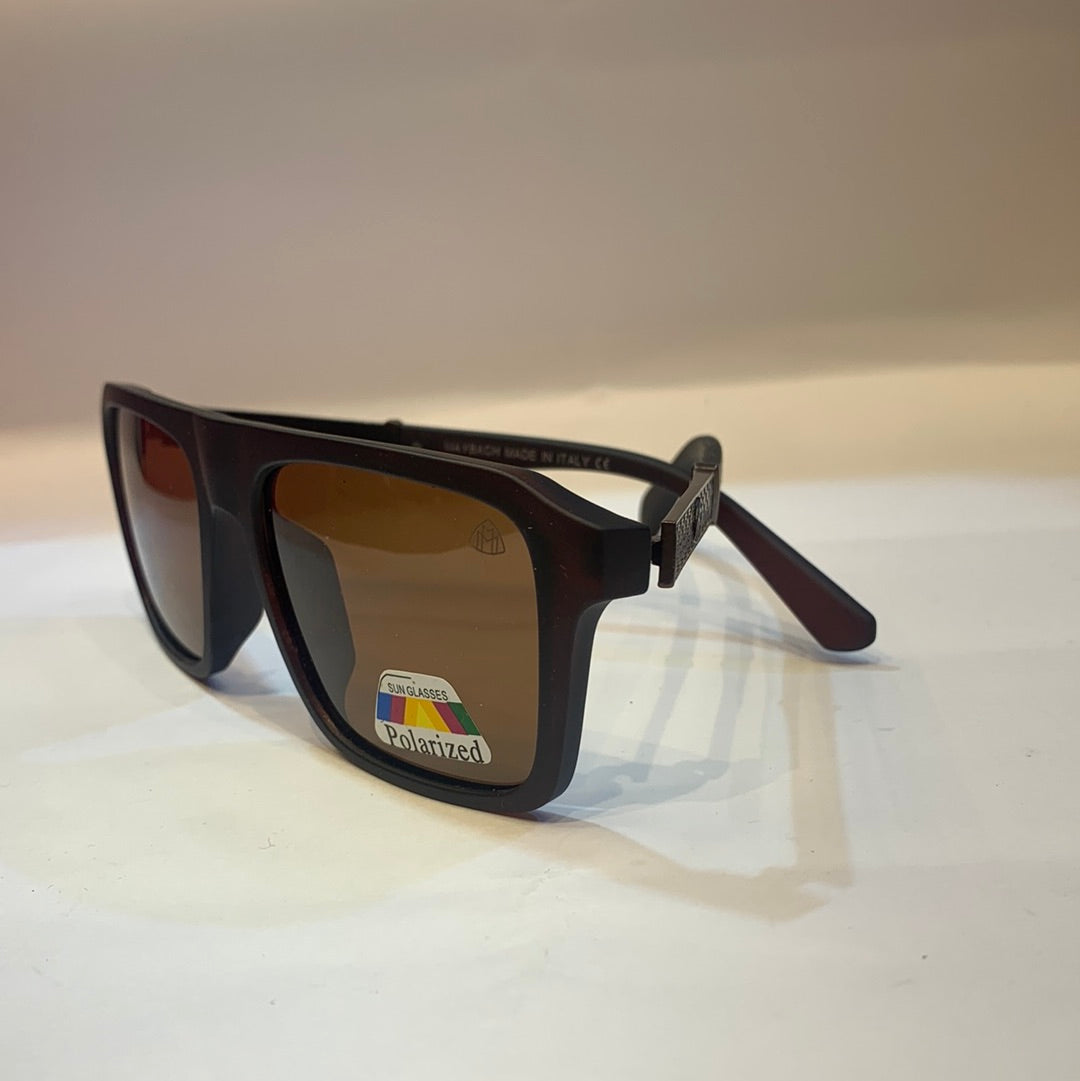 YAM Matte Brown Frame Brown Shade Unisex Sunglass AB2019 56 16-135