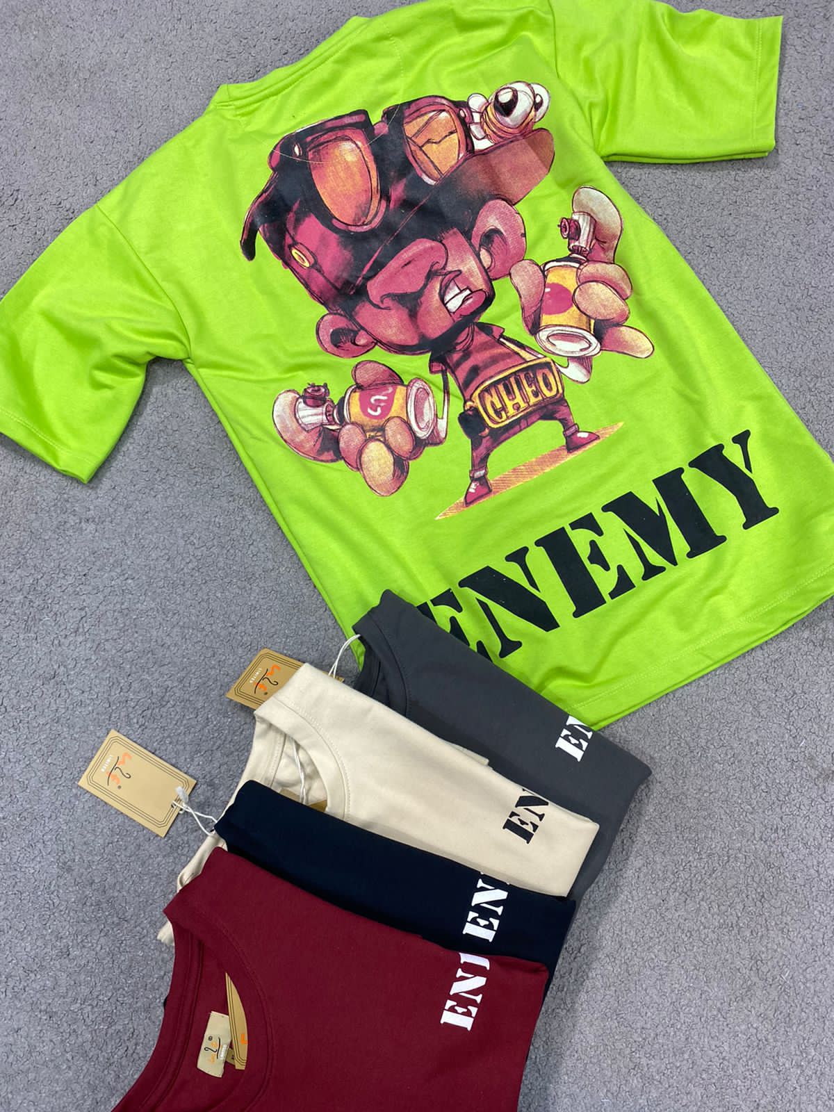 UF Limited Black Colour With Enemy Back Print Drop Shoulder TShirt 108597