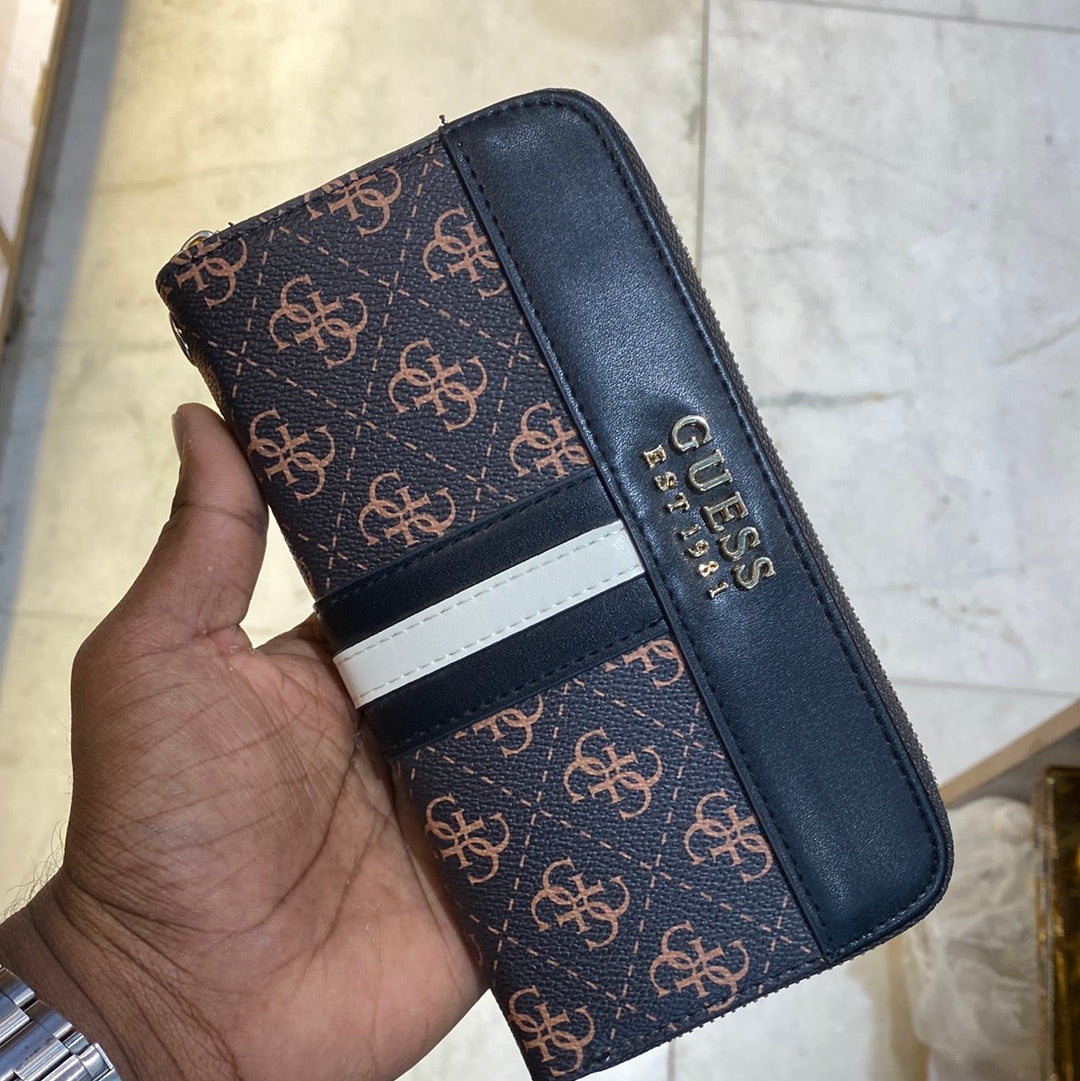EUG Brown Colour With Monogram Genuine Leather Ladies Clutch 074409