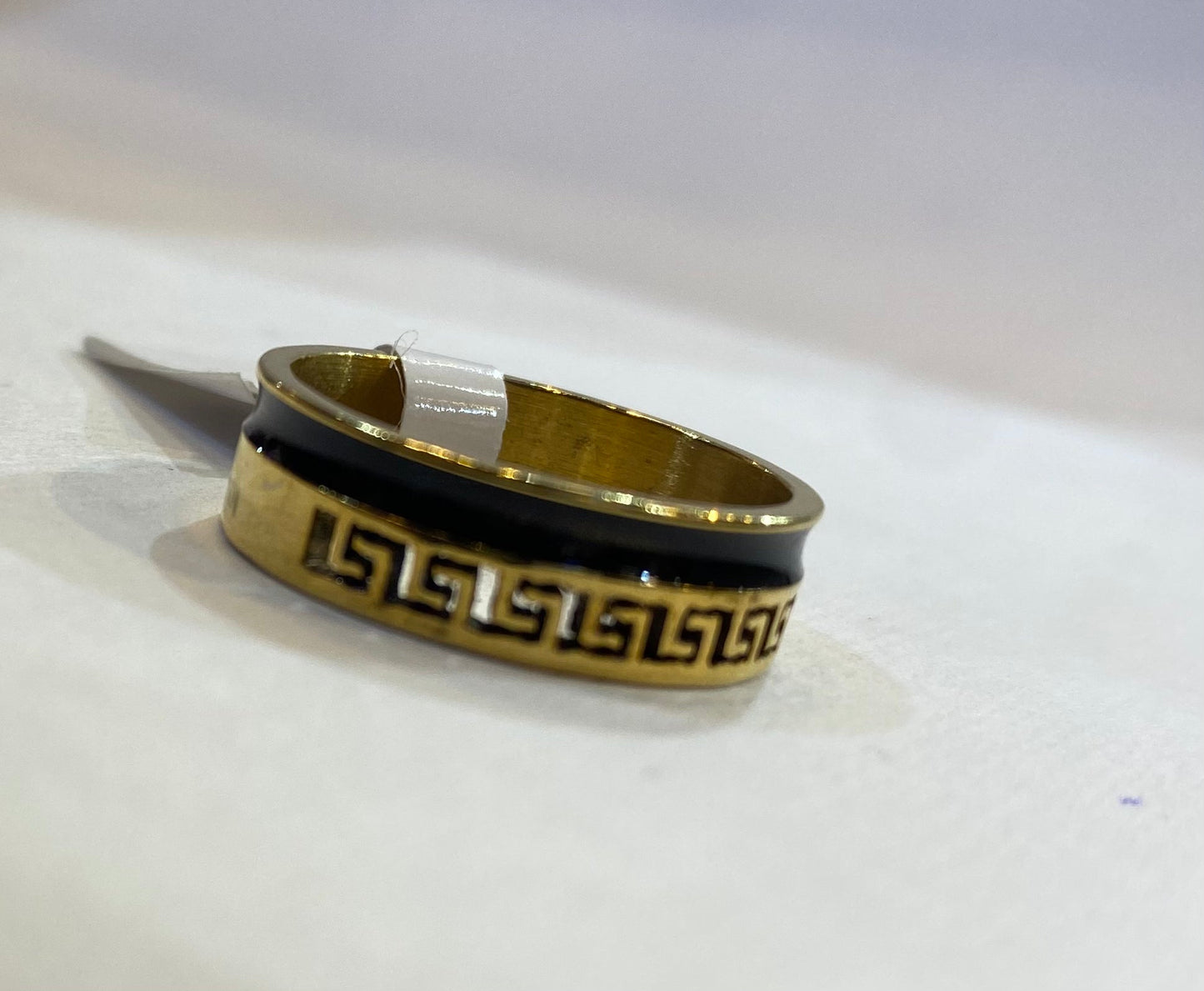 Gold Black Color Stainless Steel Circle Plain Premium Quality Men’s Ring 50252