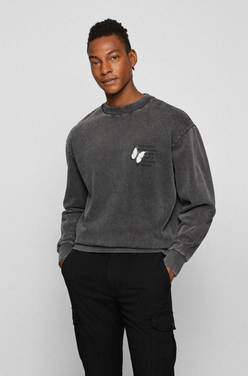 SOB Black colour with Butterfly Full Sleeve Sweatshirt