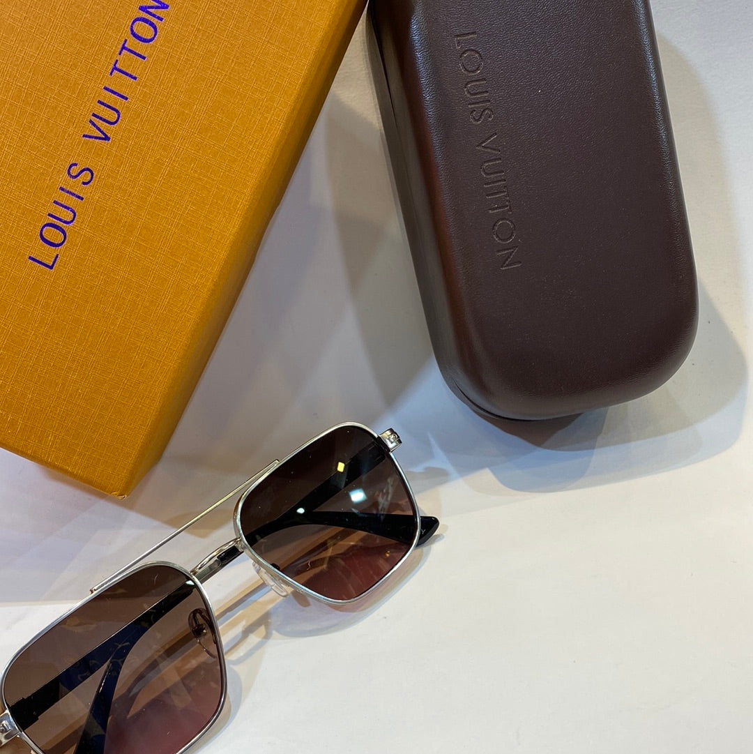 UOL LV VL Silver Frame Brown Purple Dual Shade Unisex Branded LV1121 C5 57 16-141