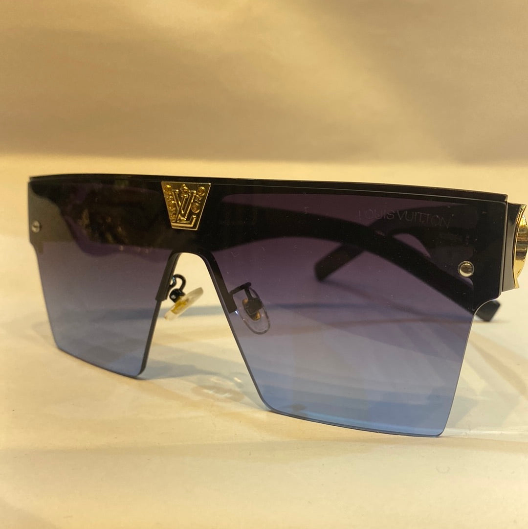 UOL Black Frame Blue Shade Unisex Branded Sunglasses R0215 5515-140