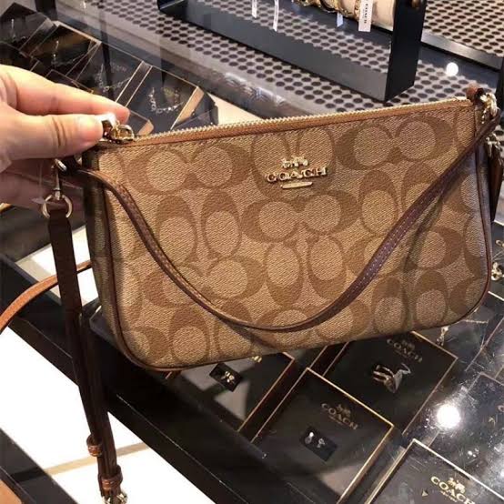 AOC COA Cream Colour Monogram Print Side Sling Ladies Bag 36674