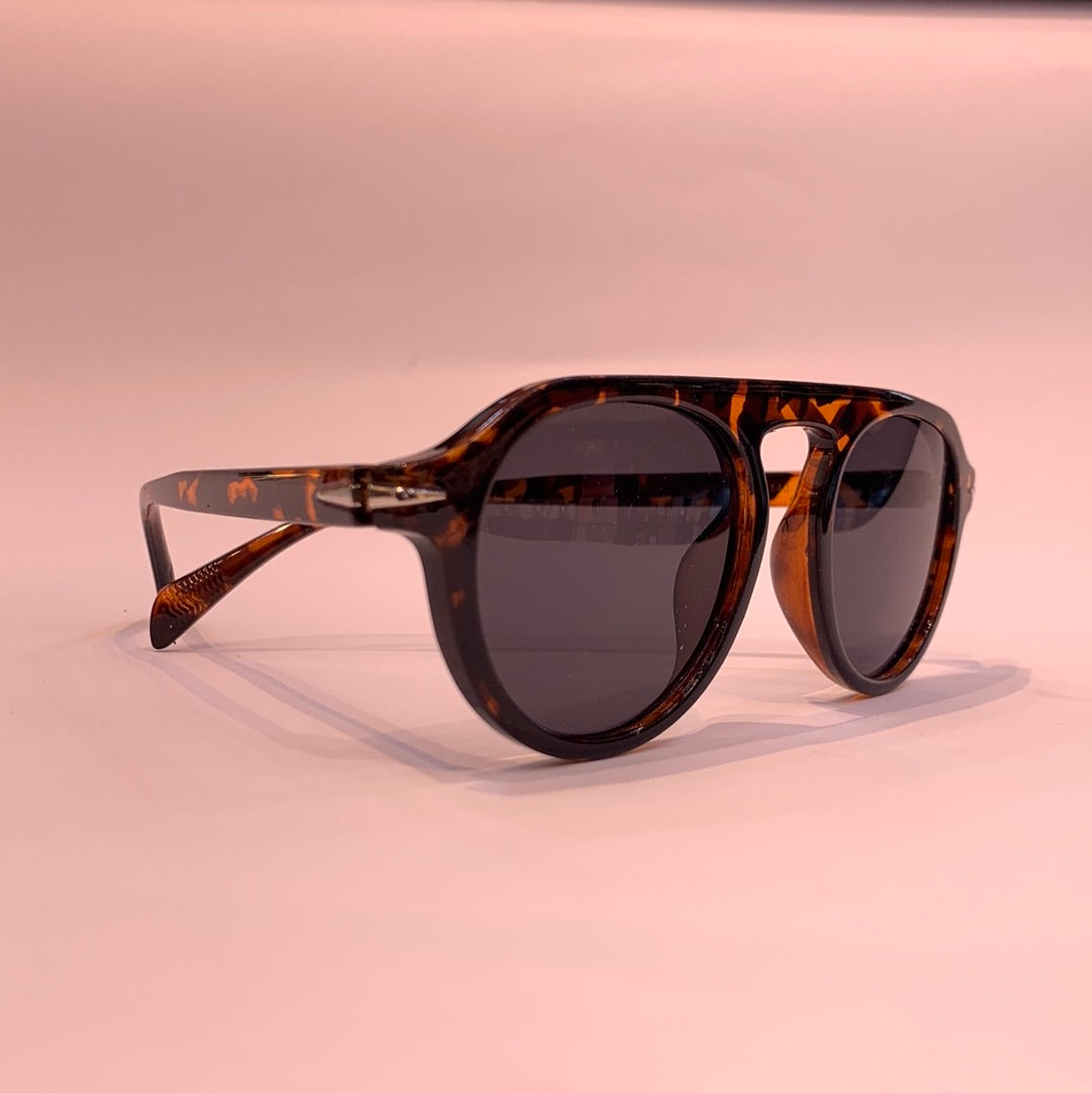 BD Leopard Round Frame Black Shade Sunglass B220158 25-140