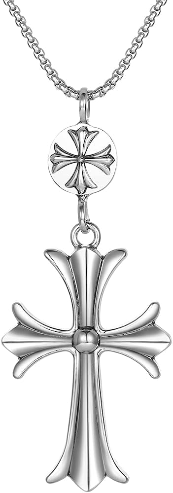 Sliver Jesus Christ Cross Pendant Necklace Chain 50296