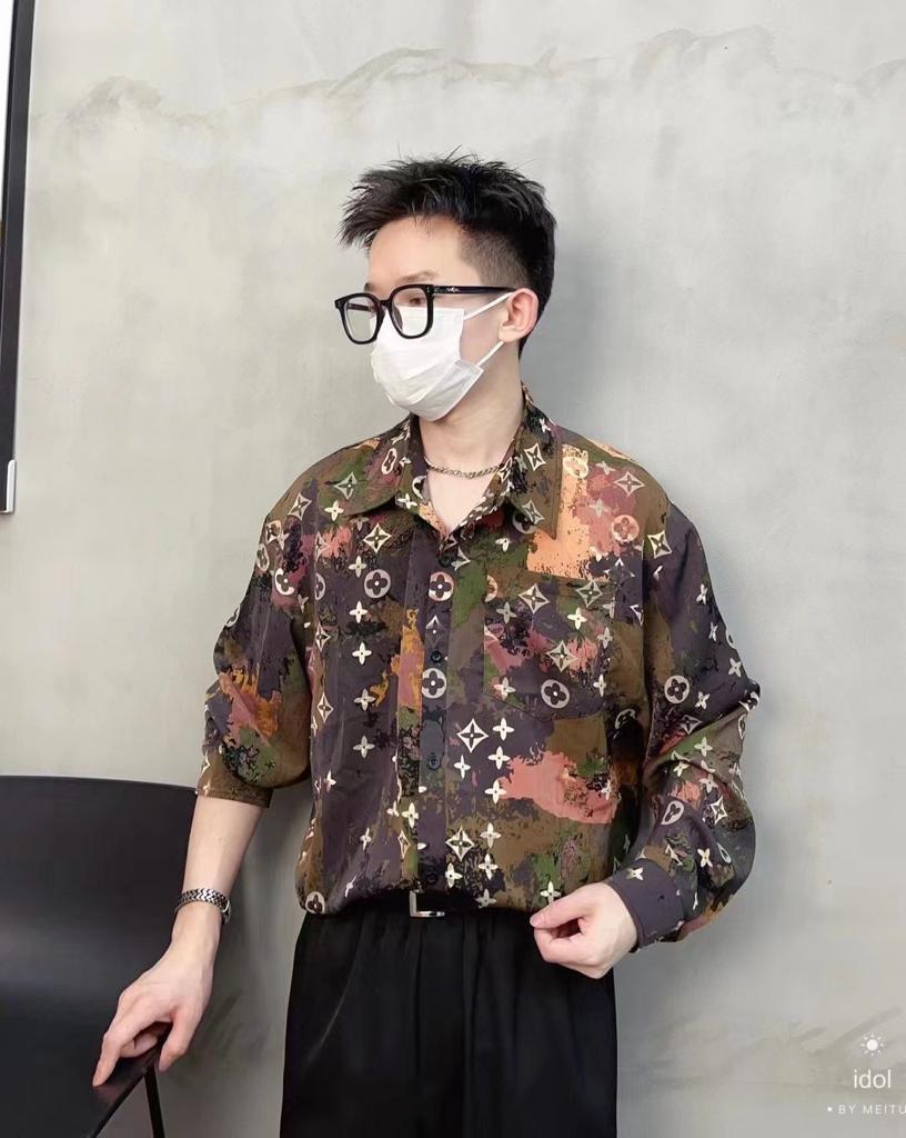 IDOL VL UOL Brown Green Colour With White Print Premium Quality printed Shirt 6019