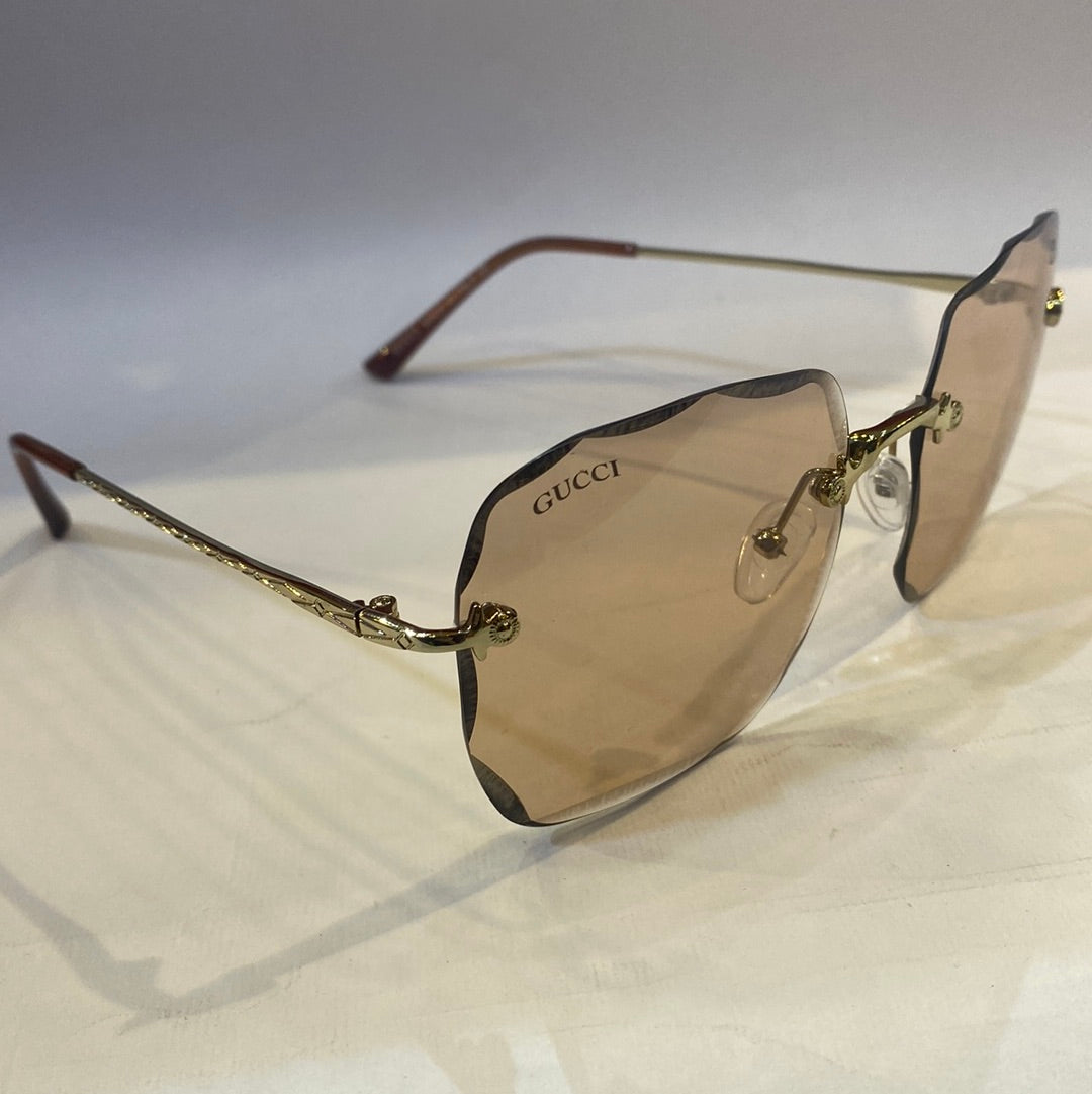 CUG Frameless Golden Brown Stick Brown Shade Sunglass 68108 59 18-141