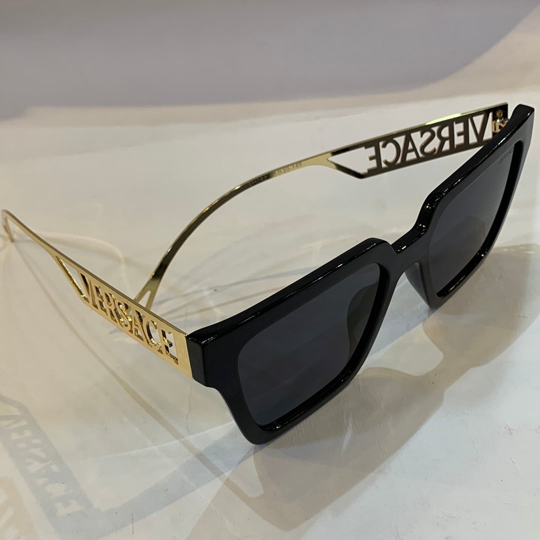 REV Black Frame Golden Stick Black Shade Unisex Sunglass