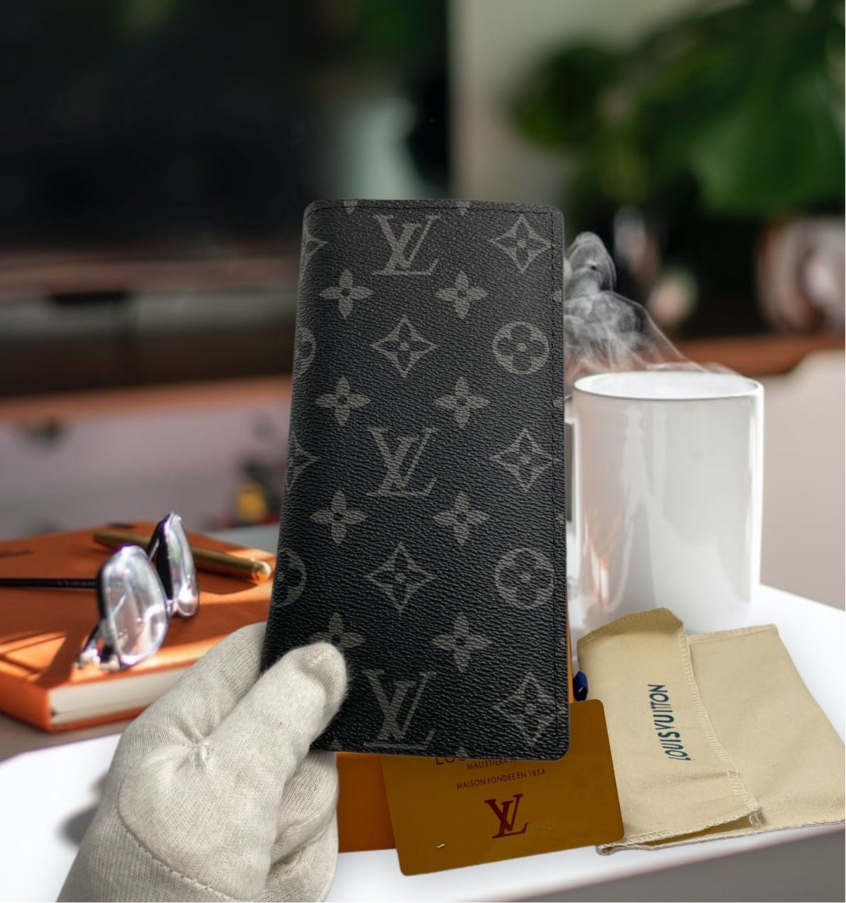 Branded Luxury Italian Leather Long Wallet Model Black Flower 62665001
