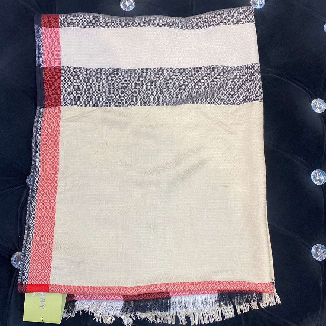 RUB Cream Black White Red Colour RUB Bur Print Heavy Quality Muffler 9347
