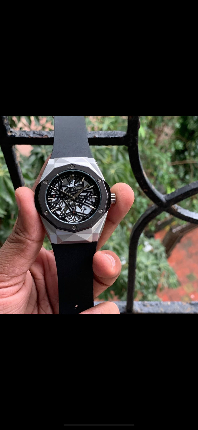Black Silicon Strap Silver Black Dial Men’s Watch 401130