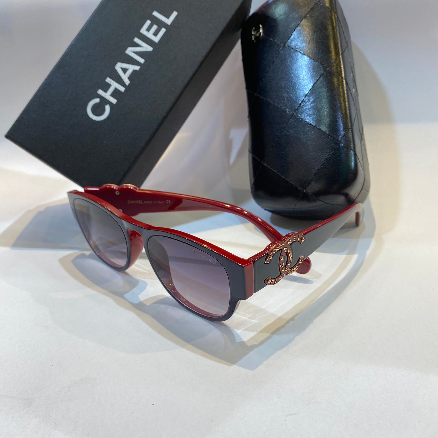 AHC Blue Red Frame Black Shade Unisex Branded Sunglasses 0701 54 19-147