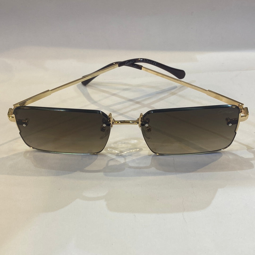 RAC Frameless Golden Stick Brown Shade Unisex Sunglasses 2A742 55 17-140