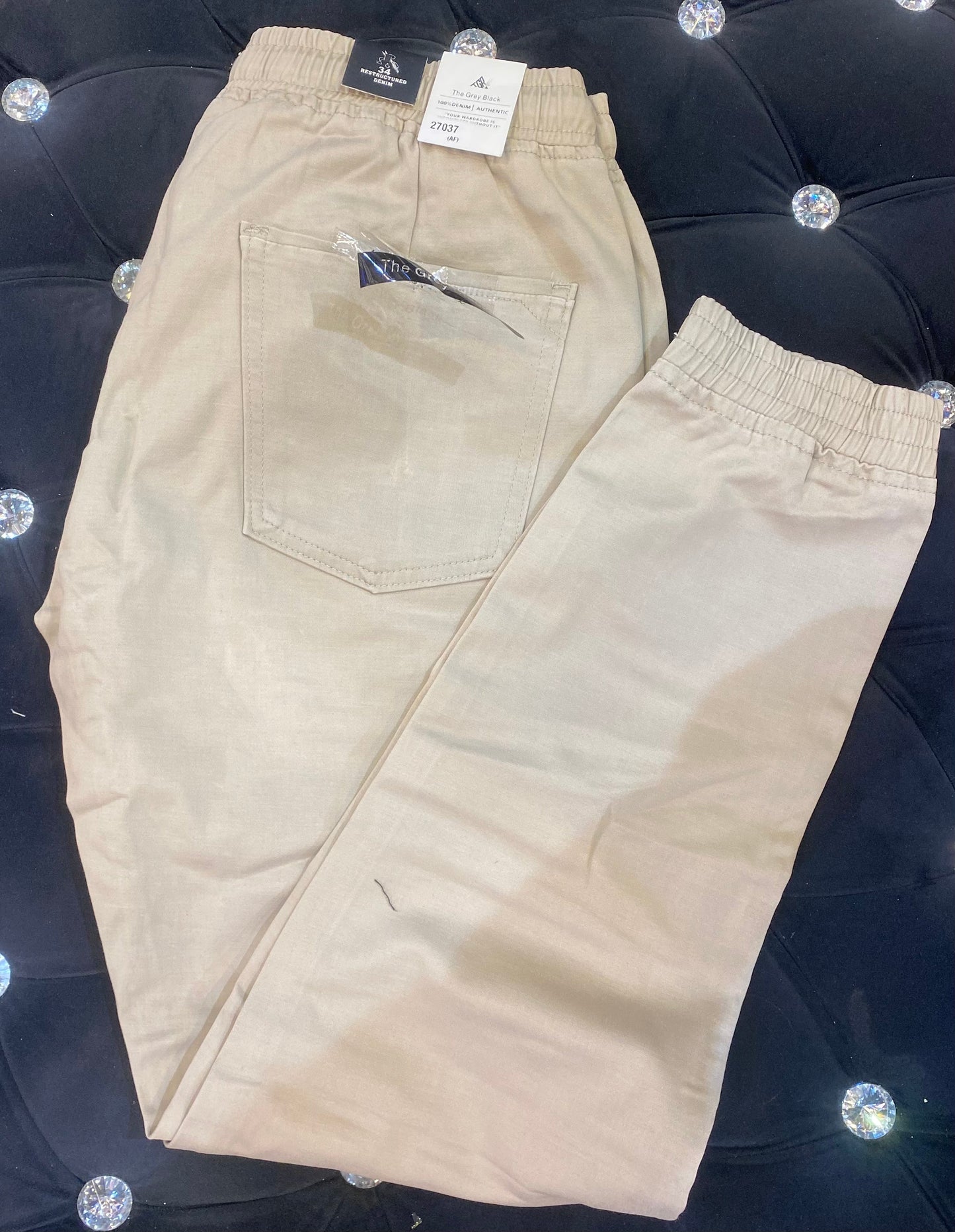 Khaki Colour Restructured Denim Fabric Jogger 270371