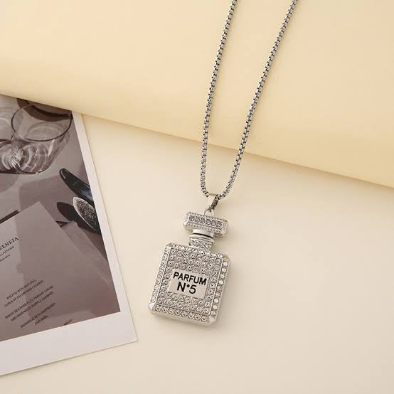 Sliver Perfume Bottle Pendant Necklace Chain 50272