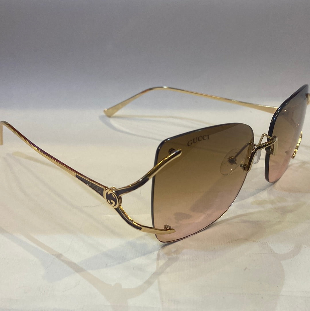 CUG Frameless Golden Stick Brown Pink Shade Sunglass G611 58 15-140