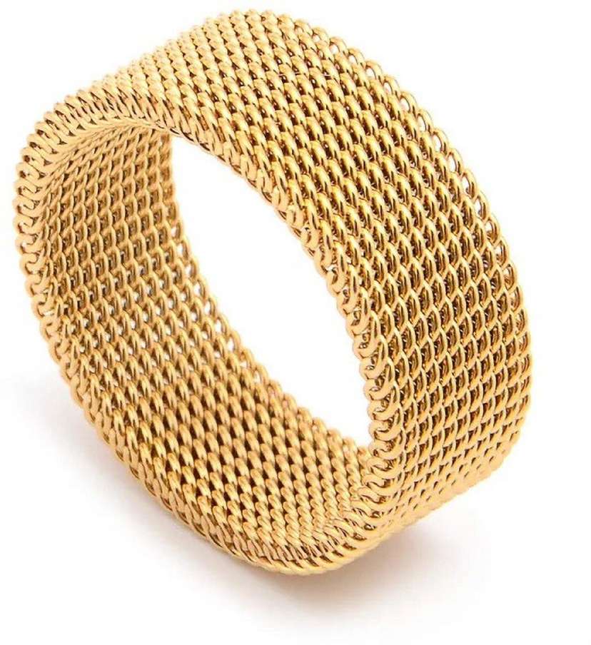 Gold Fancy Mash Stainless Steel Circle Premium Quality Men’s Ring 50233