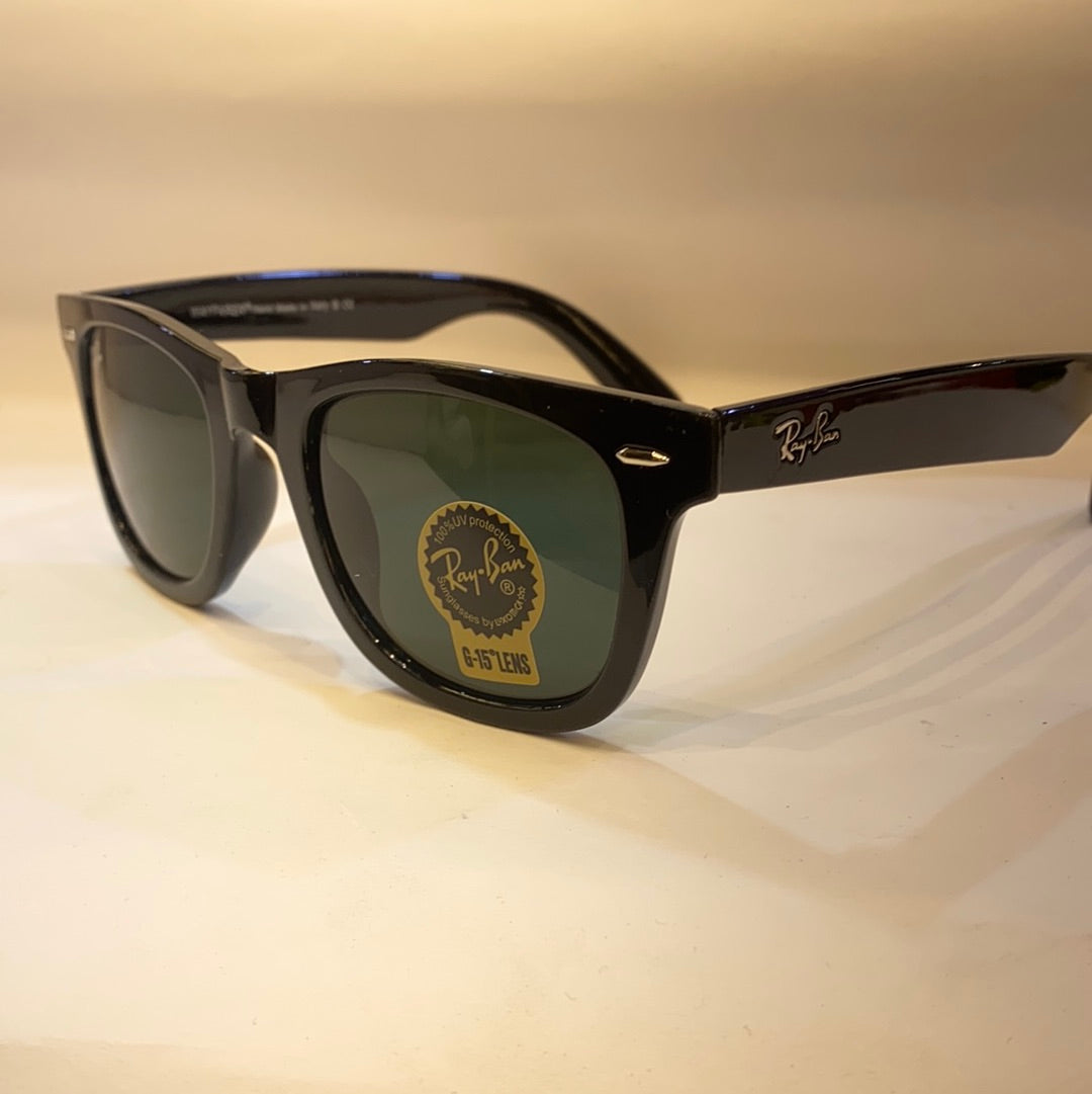 YAR RB Glossy Black Frame Black Shade Unisex Small Size Sunglasses RB2140 F 955 52 22 3N
