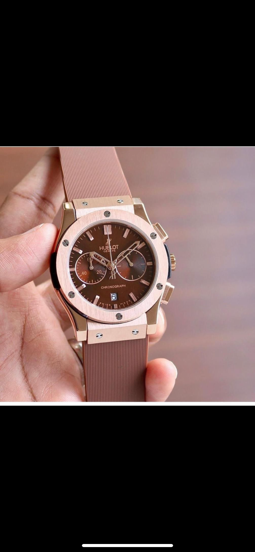 Brown Strap Copper Dial Chrono Watch For Men 401134