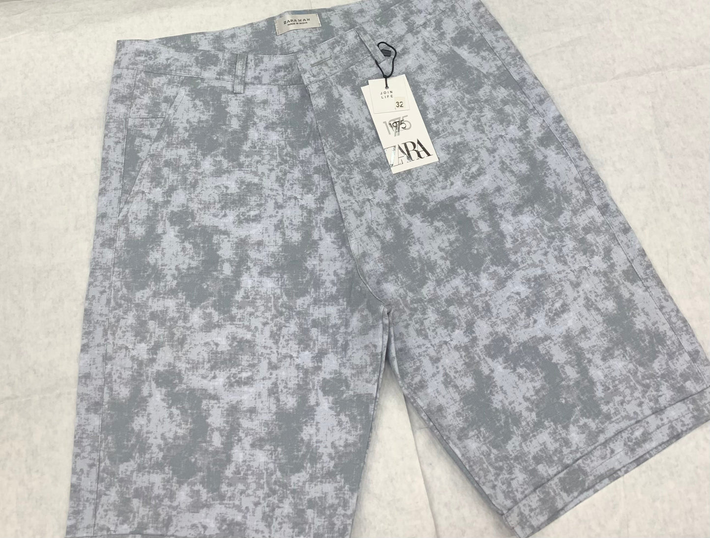 Zr Raz Grey Colour Faded Print Denim Men Short 50233