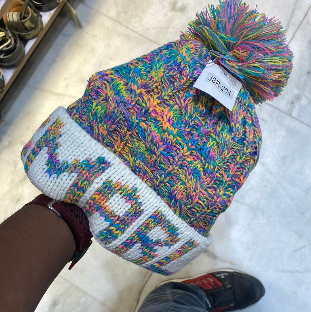 Multi Colour Bobble Hat And Woolly Hat Bobble Pumpum Unisex Cap Hats 9330