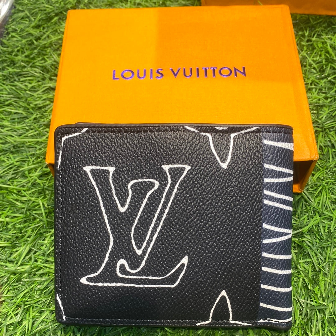 UOL VL Branded Luxury Italian Leather Men Wallet Model Silk Screen Old Flower Blue Flower 60223089