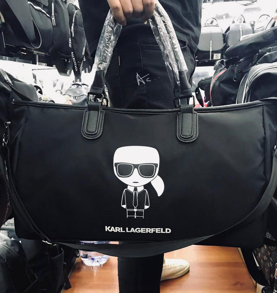 KAR RAK Black Colour White Logo Print Premium Duffle Bags for Unisex 9388