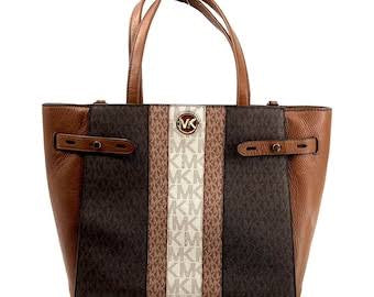 Cim Brown Tan White Ladies Tote Bag 55006