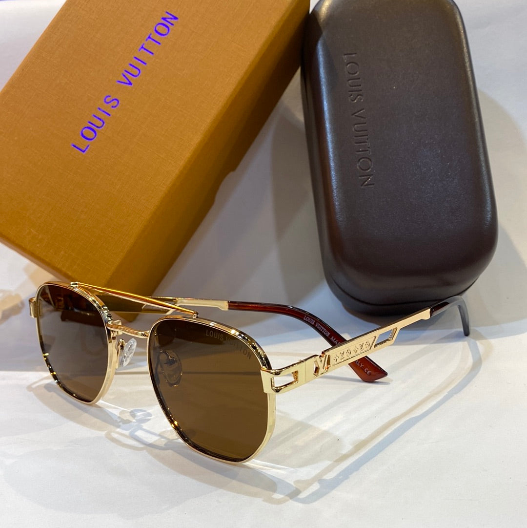 UOL LV VL Gold Frame Brown Shade Unisex Branded H5570 C2 57 16-140