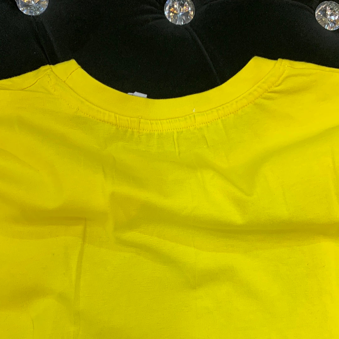 NEK Pairs Yellow Colour Gold Print Half Sleeves TShirt