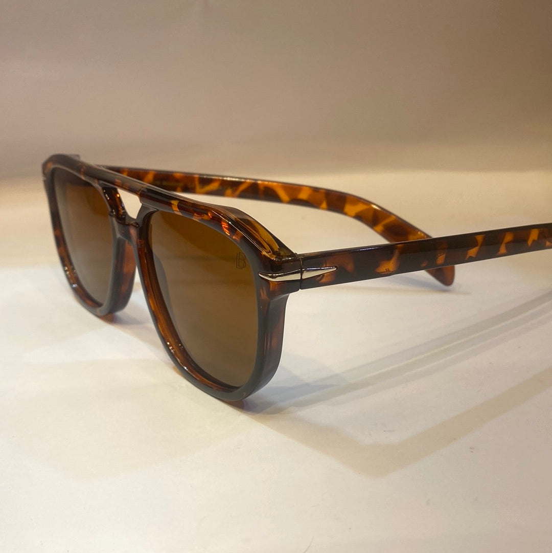 VID Glossy Brown Leopard Print Frame Brown Shade Unisex Sunglass B2207 60 14 151