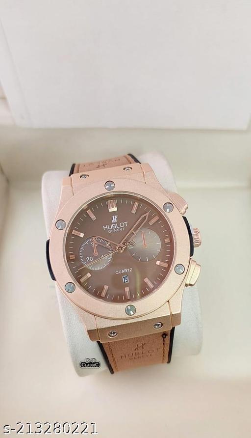 Buh Brown Strap Black Copper Dial Men Watch 901252
