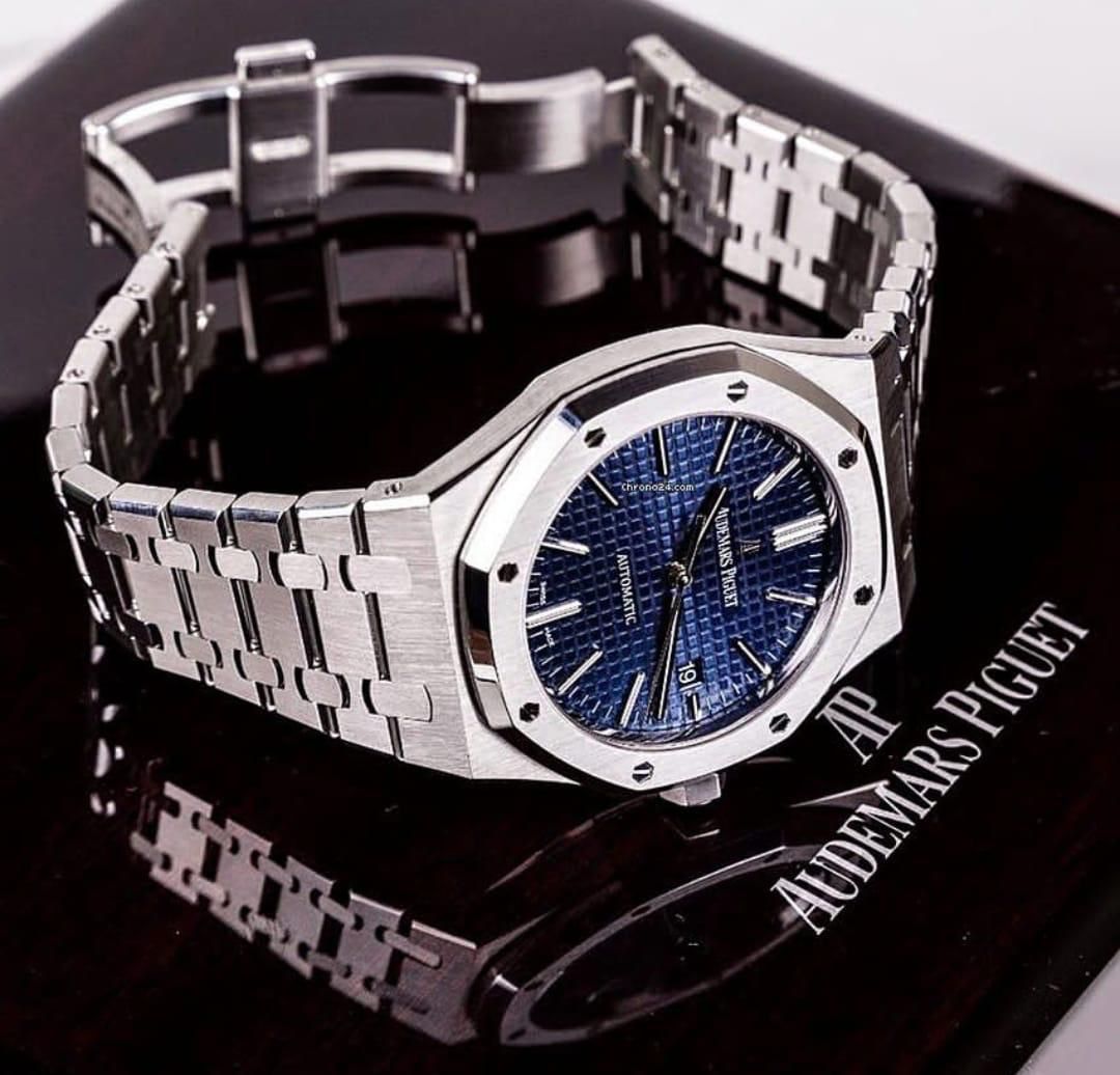 Dua Silver Chain Chrono Watch Blue Dial for Men 401916