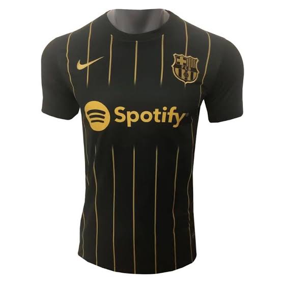 Kin Black Gold Colour FCB Logo Branded Lycra Cotton Football Jersey 110248