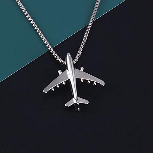 Sliver Plain Airplane Pendant Necklace Chain 50267