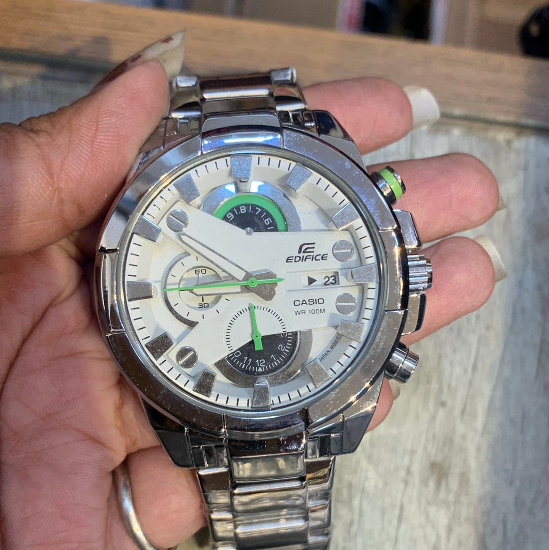 Ide Silver Chain White Dial Chronograph Workin Men Watch