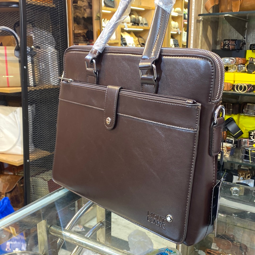 NOM MON Coffee Brown Colour With Multiple Zipper Laptop Bag 8059