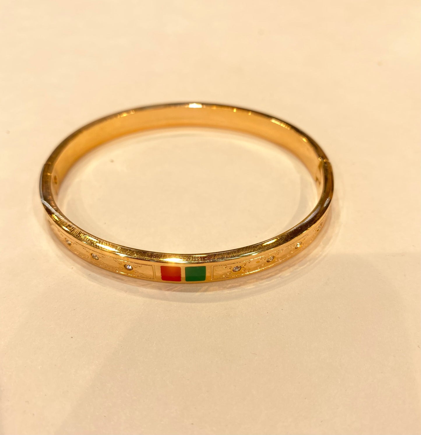 Copper Colour Red Green Square Design Heavy Quality Bracelet 199915