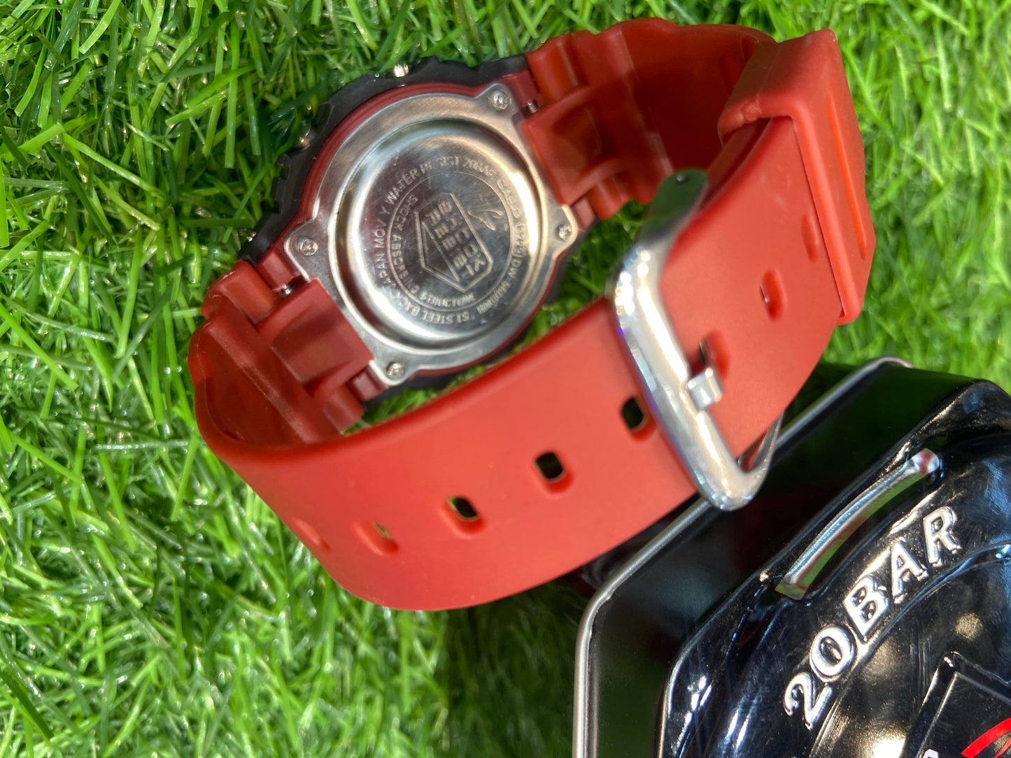 Hsg Red Strap Black Square Dail Water Resistant Sports Watch With Ogi Box