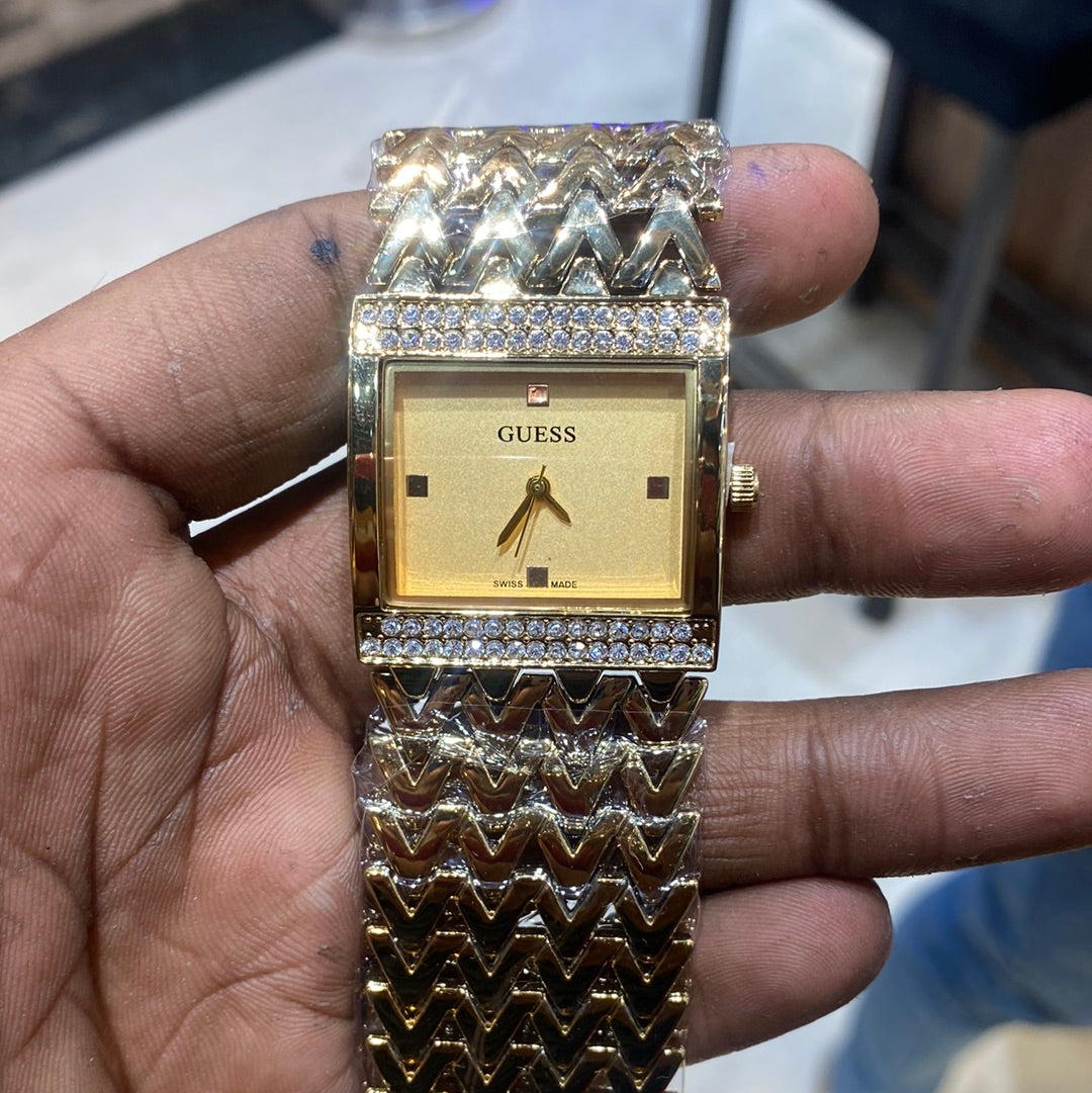 EUG Gold Chain Gold Square Dial Ladies Watch 493128