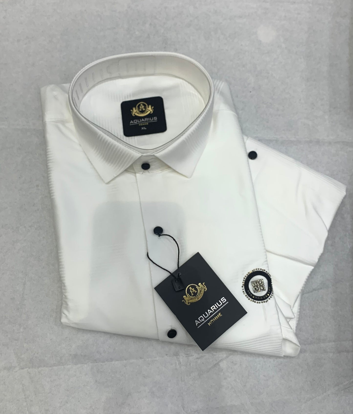 AQUARIUS White Color With Line Design Premium Quality Full sleeve Shirt 2221