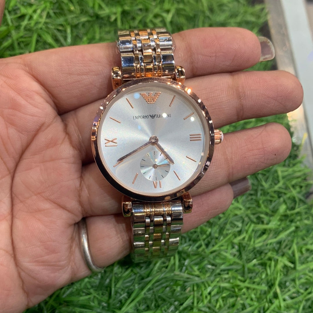 Silver Copper Chain White Dial Ladies Watch